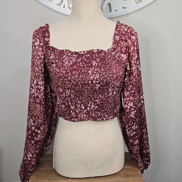 Floral Smock Ballon Smock Top NWT - Picture 2 of 4